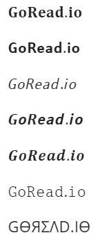 لقطة شاشة GoRead.io لنص "GoRead.io" بخطوط مختلفة.