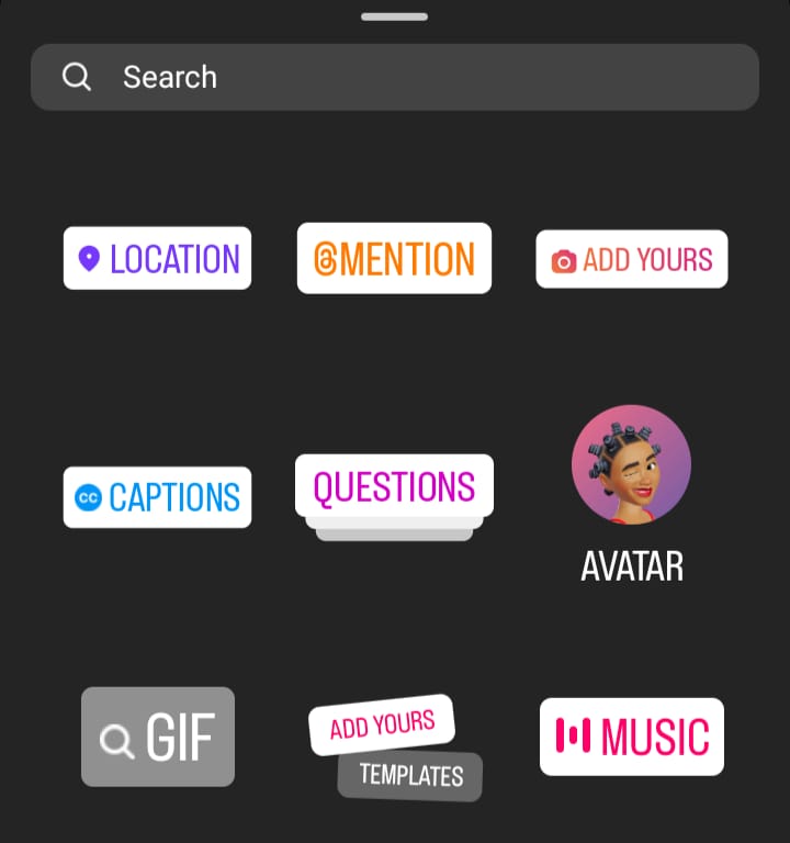 لقطة شاشة من GoRead.io لملصقات قصص إنستغرام، بما في ذلك ملصق التسميات التوضيحية.