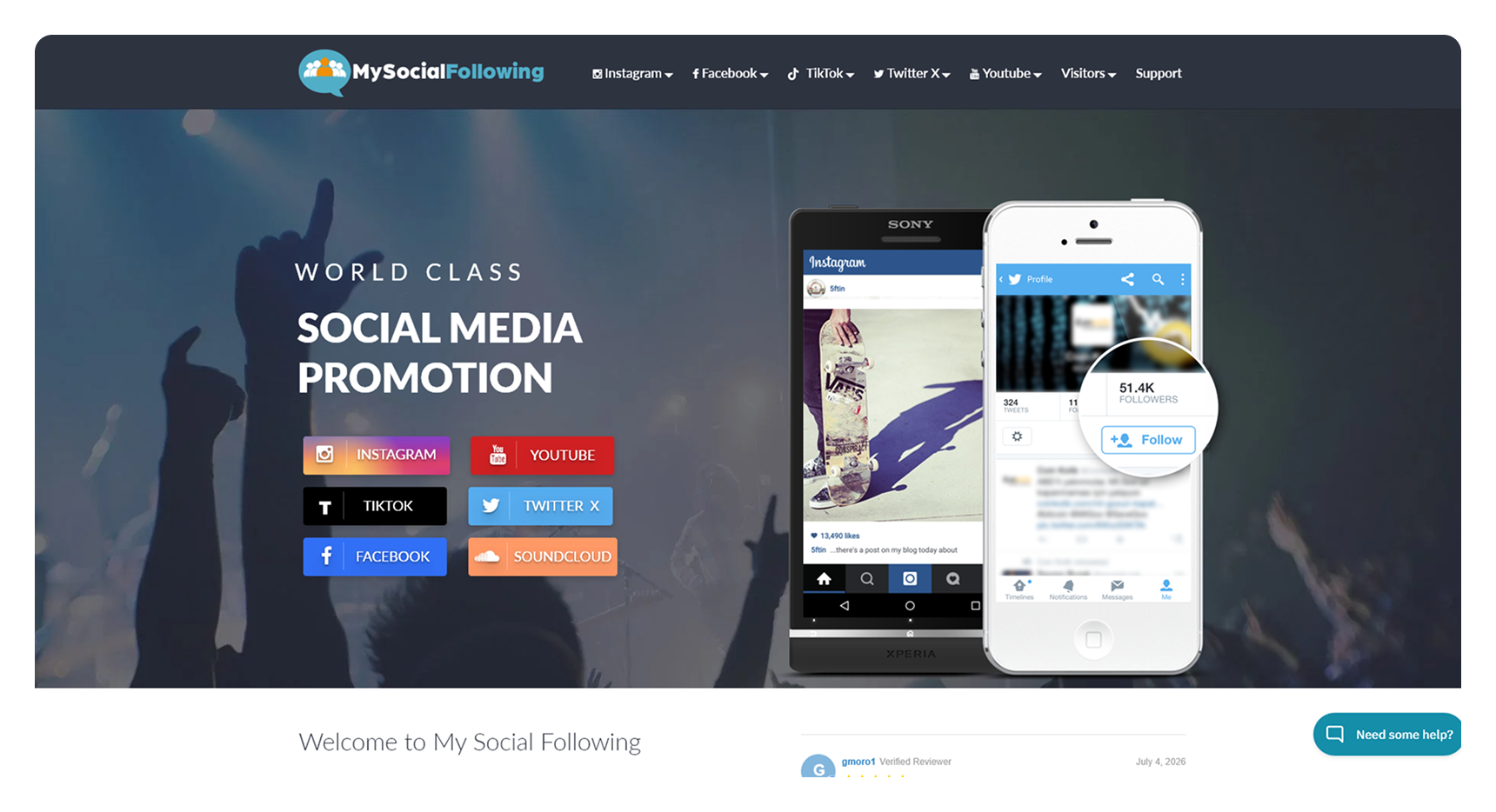 My Social Following website screenshot