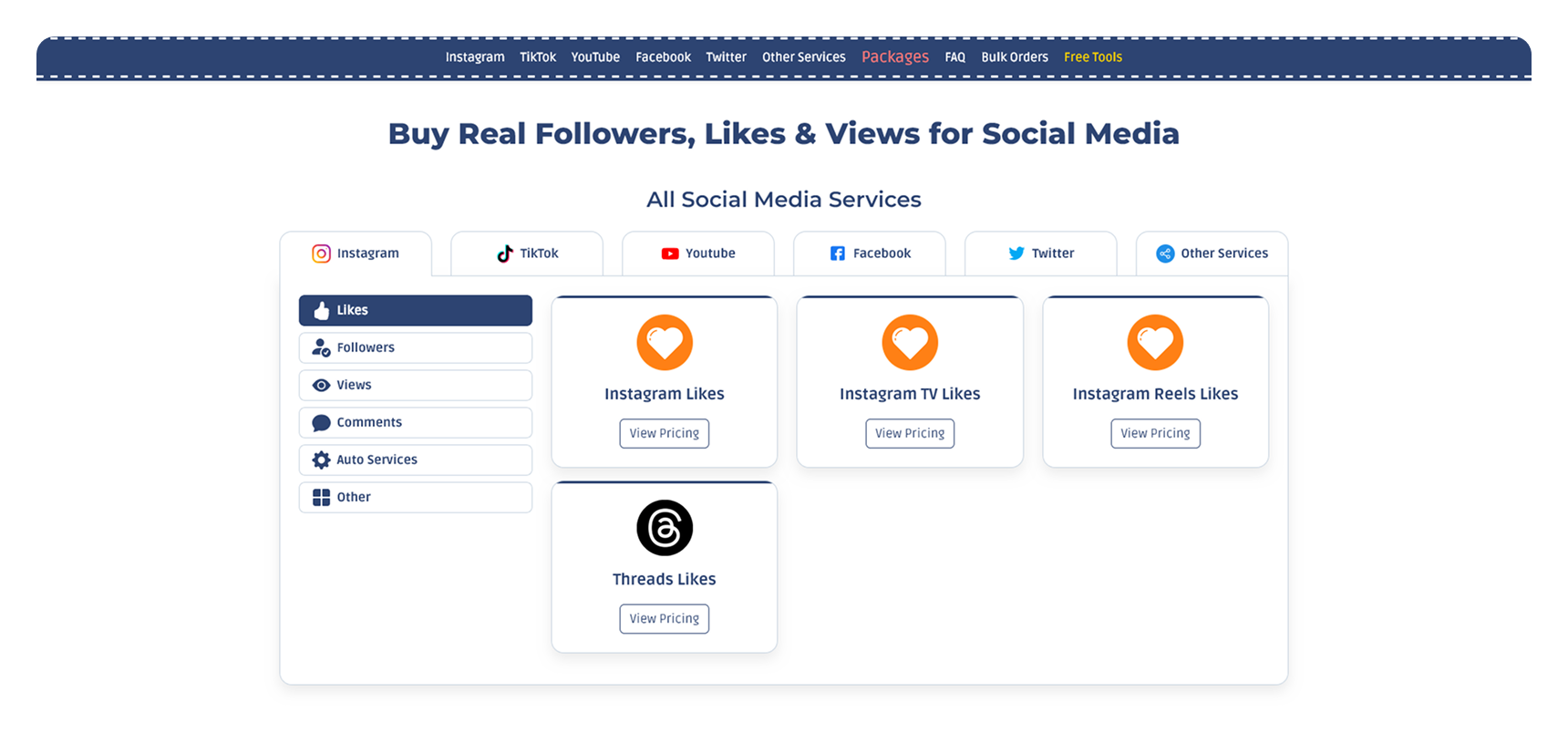 Viplikes website screenshot