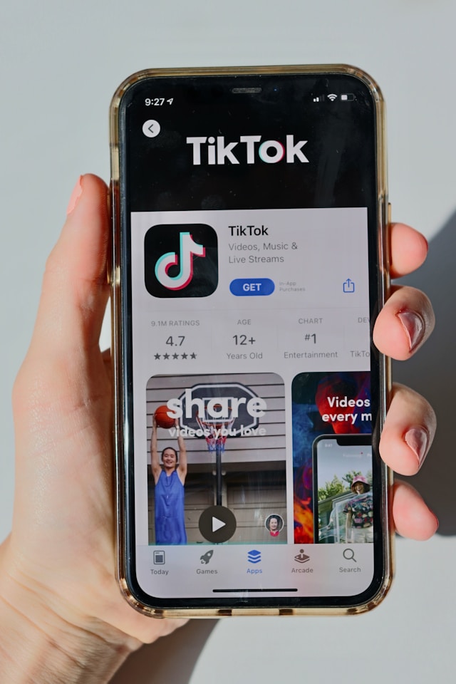 Die TikTok-Anwendung im App-Store eines Smartphones.