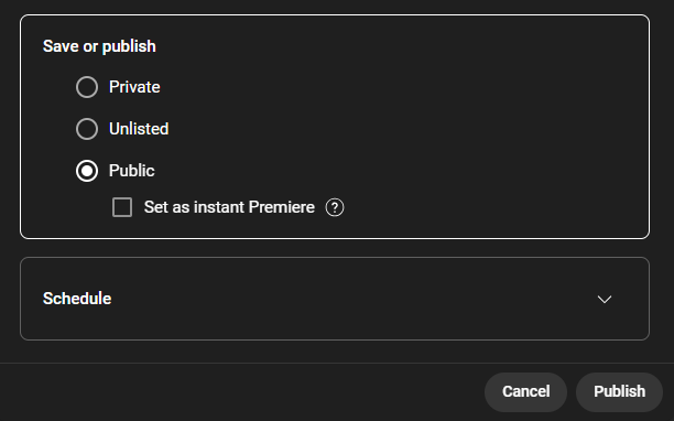 Ein GoRead.io-Screenshot der Video-Sichtbarkeitsoptionen von YouTube.