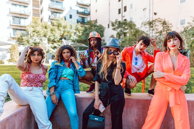 Un grupo de personas con ropa elegante posando para una foto.