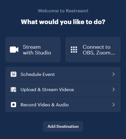 Una schermata di GoRead.io del processo di configurazione di Restream.
