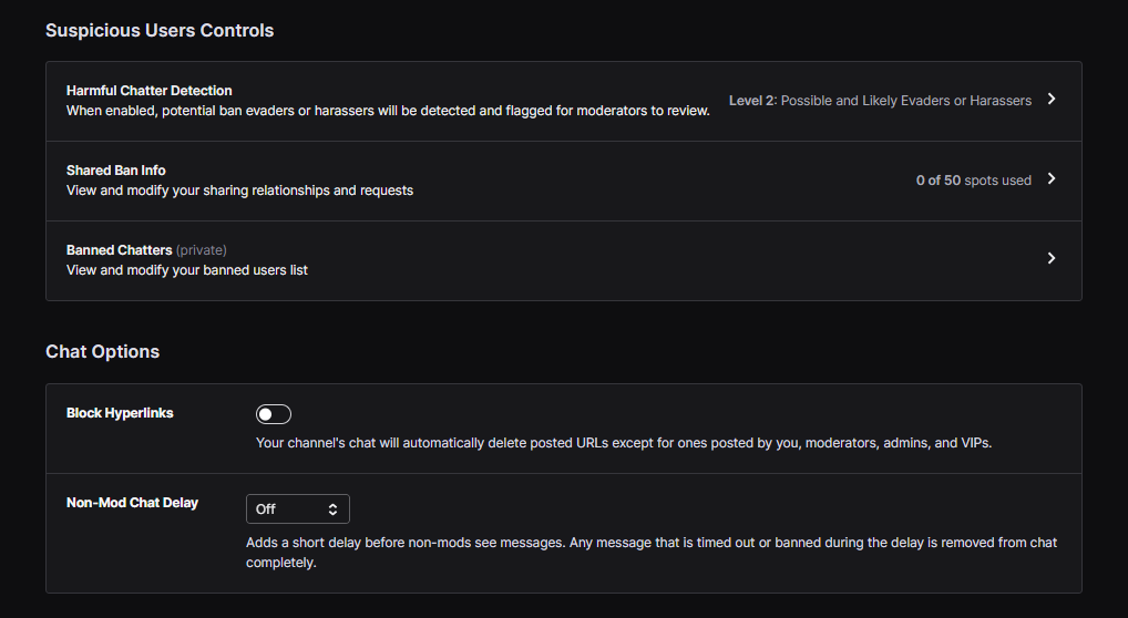 Una schermata di GoRead.io del rilevamento degli utenti sospetti della chat di Twitch.