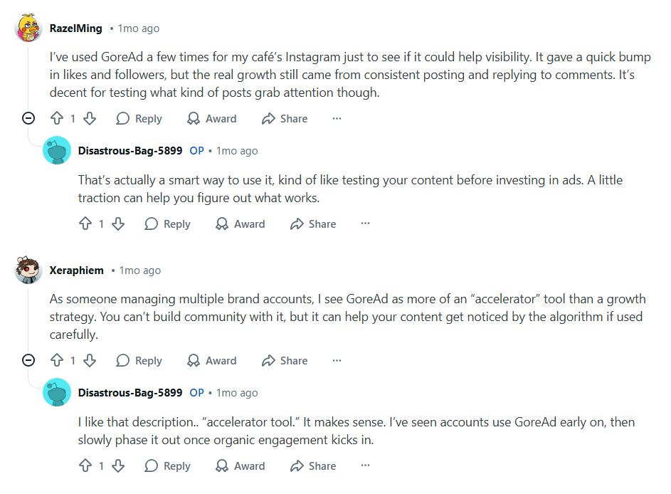 Commentaries from Reddit post about GoreAd.