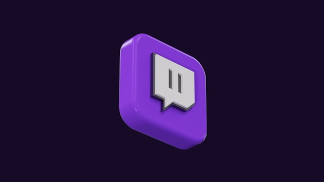 Logo-ul Twitch mărit pe un fundal negru solid.