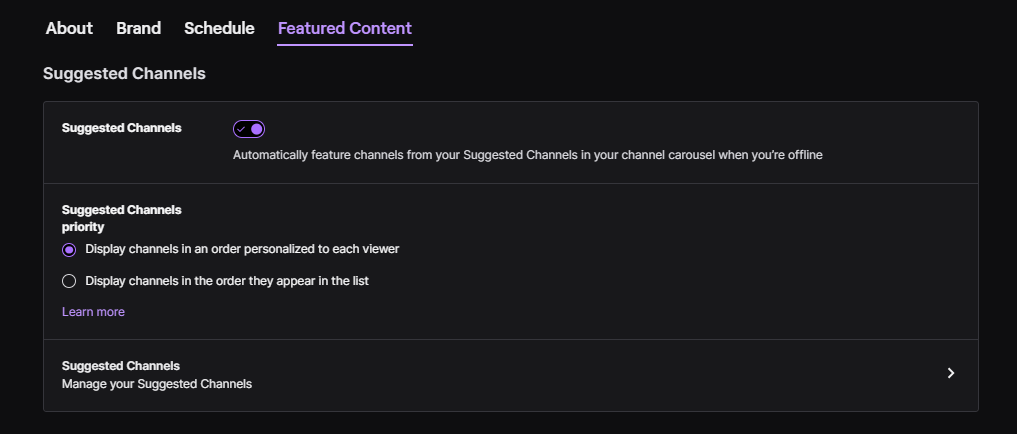 O captură de ecran GoRead.io a funcției Canale sugerate de Twitch.